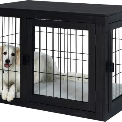 Furniture-Style Dog Crate – Black
