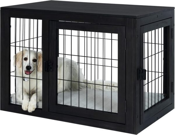 Furniture-Style Dog Crate – Black