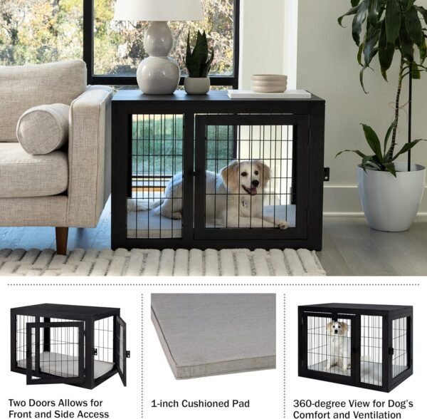 Furniture-Style Dog Crate – Black - Image 2